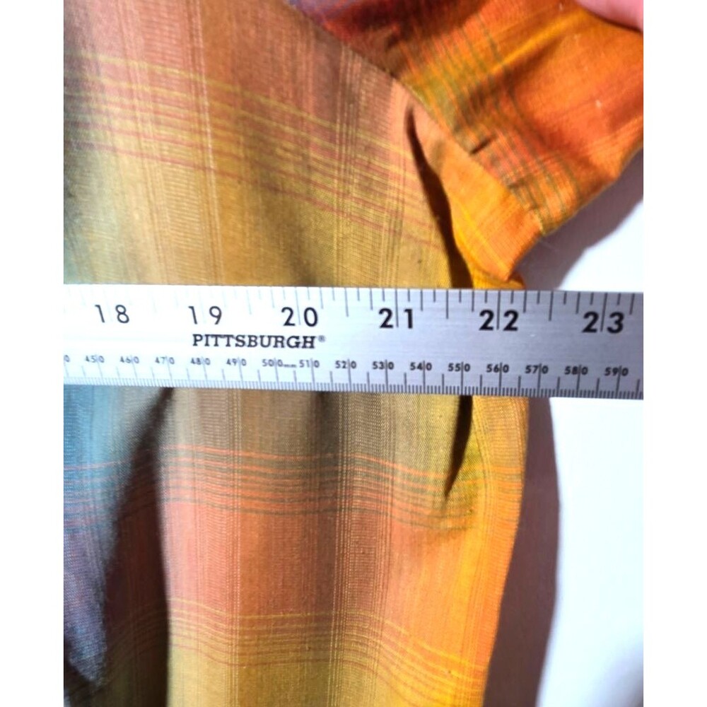 VTG 60s 70s Rainbow Plaid Shift Dress Side Button Mod Shirtdress WhimsiGoth XL - Picture 5 of 7